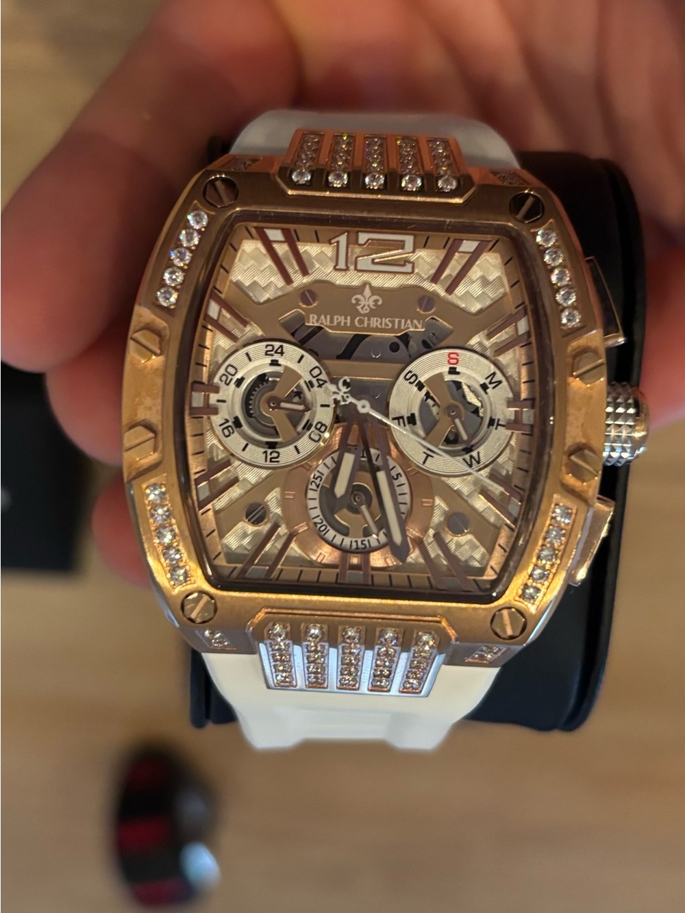 NEW Ralph Christian Intrepid Sport Ice Watch Gilded White